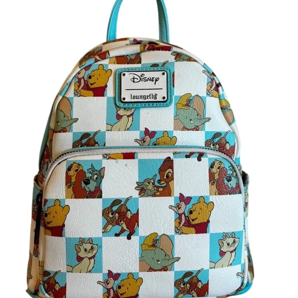 Disney‎ Loungefly Mini Backpack Checkered Classics Winnie Pooh Dumbo Bambi Blue